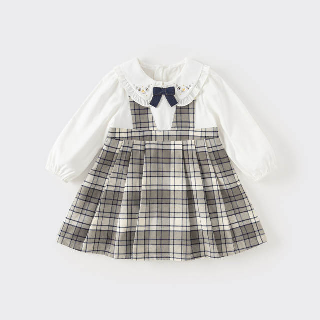 11827990.戴维贝拉女童学院风连衣裙秋装儿童纯棉裙子女宝公主裙
