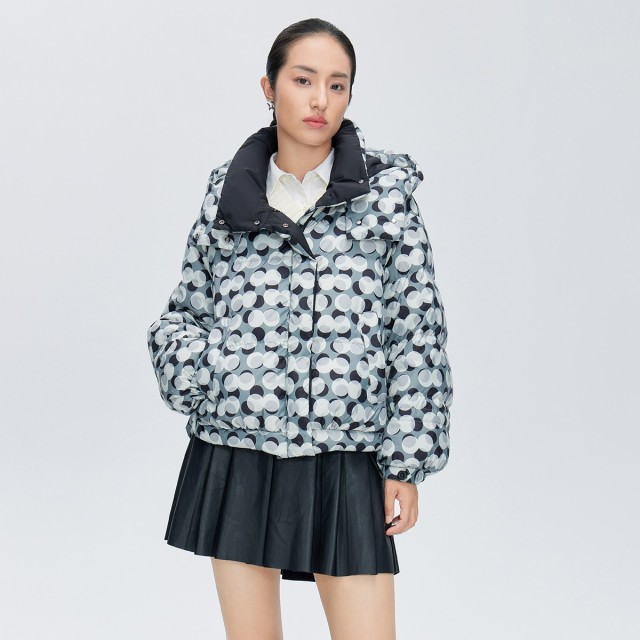 11264590.【商场同款】时尚O型面包服女短款鸭绒羽绒服女连帽冬季御寒外套