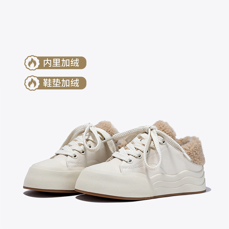 11279021.BellaLily2023冬季新款羊毛加绒板鞋可踩后跟棉鞋女冬加绒休闲鞋