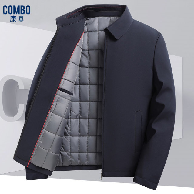 12148173.【商务保暖】秋冬翻领拉链款男式棉服夹克