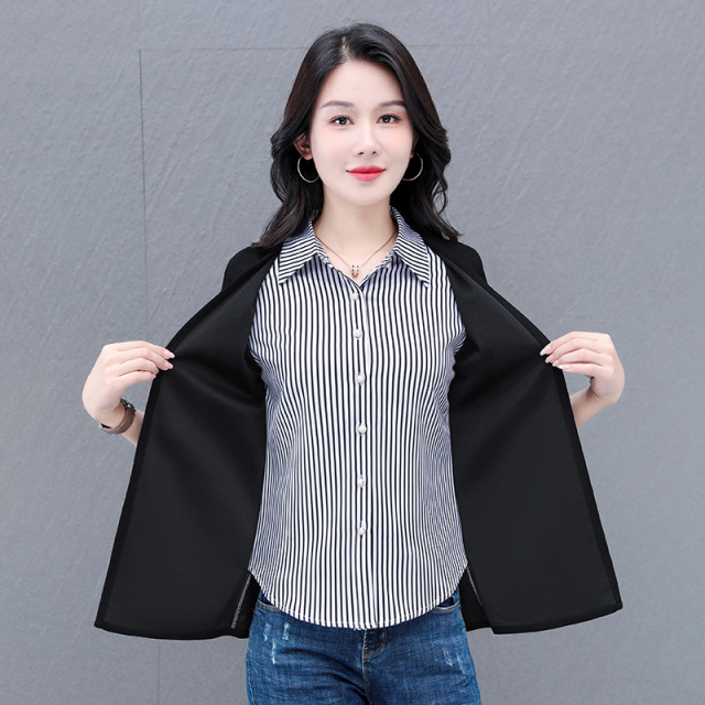 11290748.7-CHAOY秋冬新款女式洋气百搭衬衫领假两件时尚小衫【7-CHAOY女装1】
