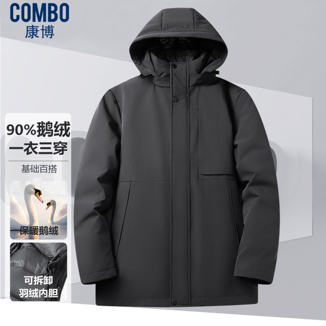 12148135.【可拆卸鹅绒内胆】冬季一衣三穿商务基础百搭羽绒服男