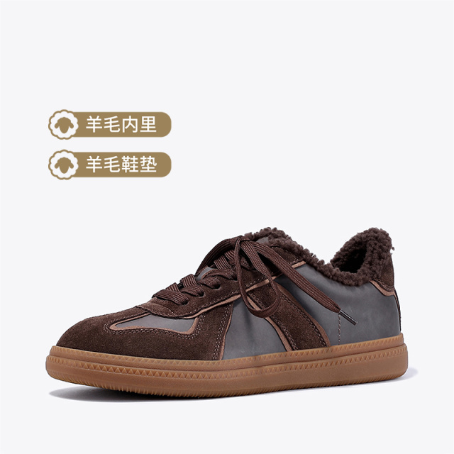 11307188.BellaLily2023冬季新款羊毛保暖加棉女鞋舒适轻便板鞋复古德训鞋