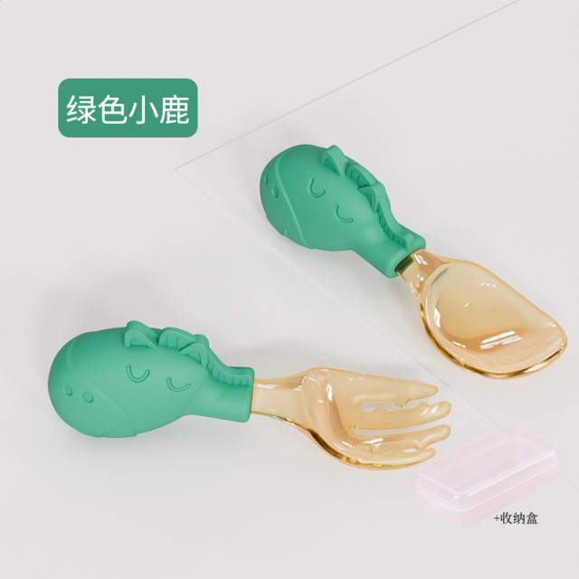 12848476.娜拉宝贝 PPSU自主进食勺子宝宝学吃饭训练叉勺子一岁婴儿辅食儿童学食餐具