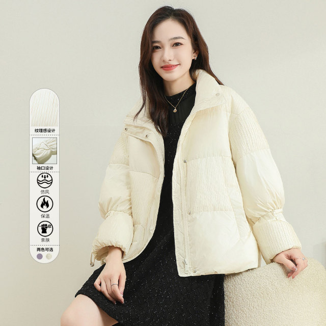 11344654.【立领羽绒服】冬季纯色保暖小个子加厚鸭绒外套女
