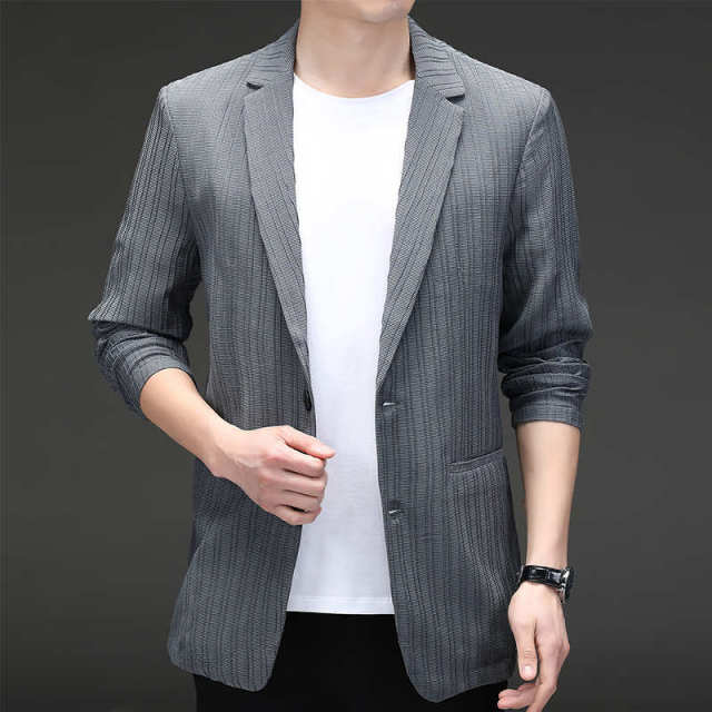 11315878.男士休闲西服薄款百搭外套长袖春秋款英伦小西装