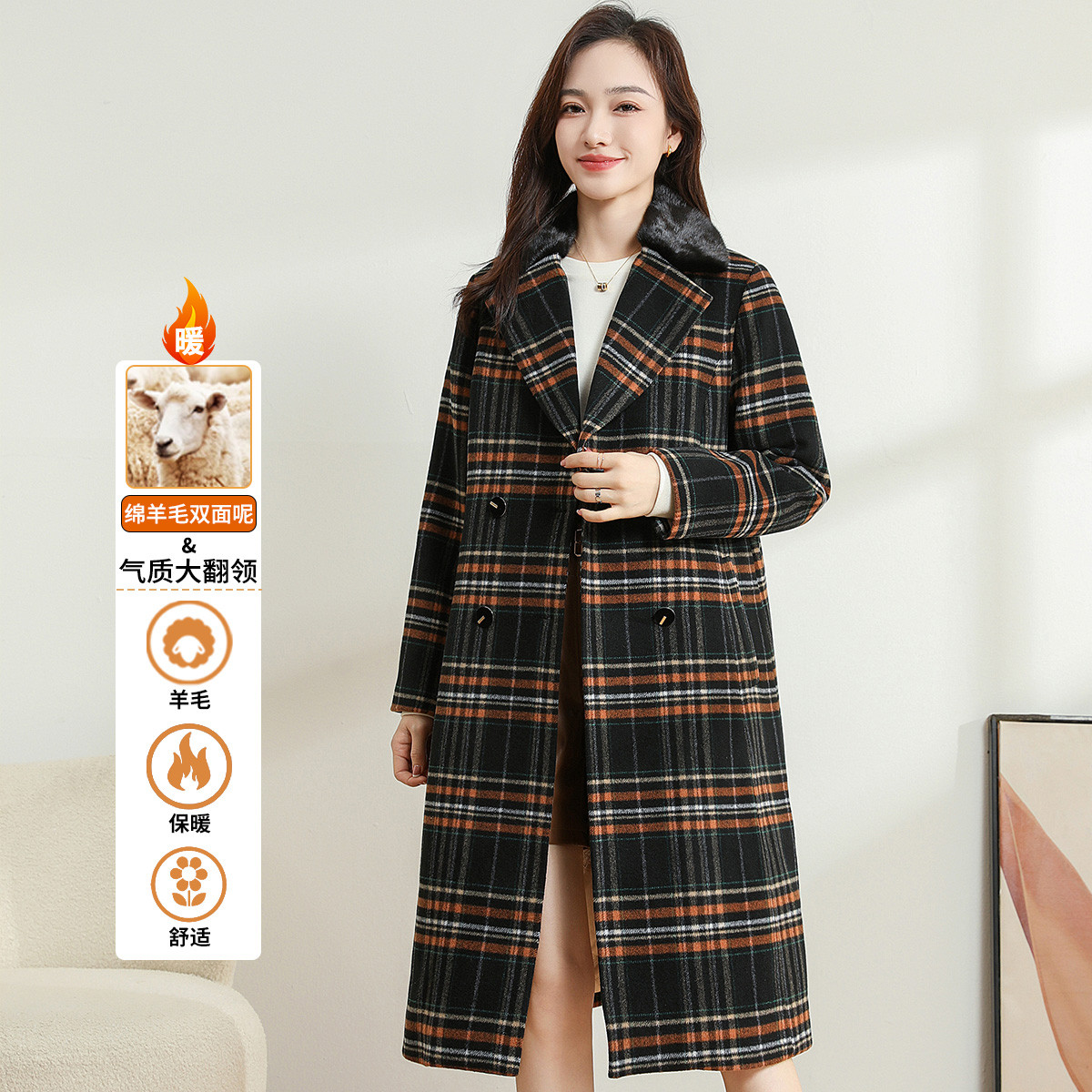 11342695.【羽绒大衣】冬季时尚长款加绒加厚女式保暖外套