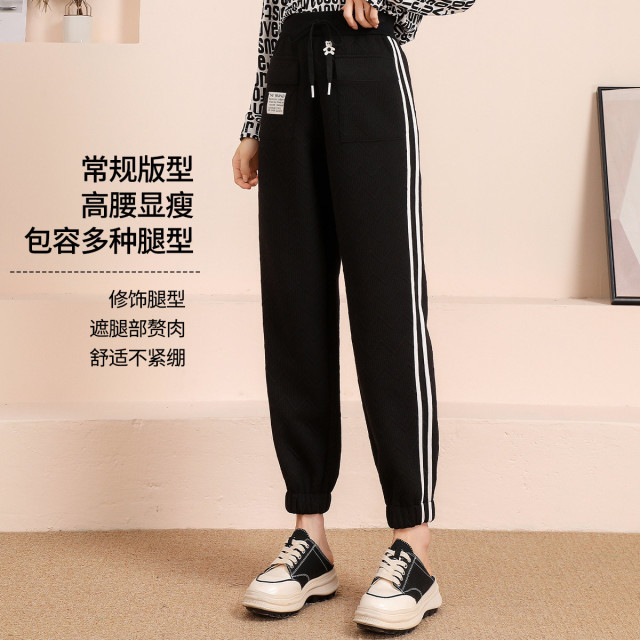 11345647.【清仓售罄不补】【时尚卫裤】冬季撞色拼接加厚百搭休闲裤