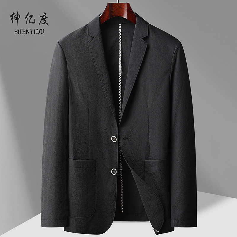 11315855.春秋季薄款西服男上衣单件休闲高级感轻奢小西装