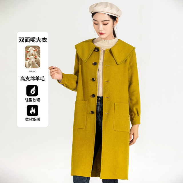 11342735.【清仓售罄不补】【娃娃领双面呢】中长款宽松百搭大衣冬季减龄保暖毛呢外套