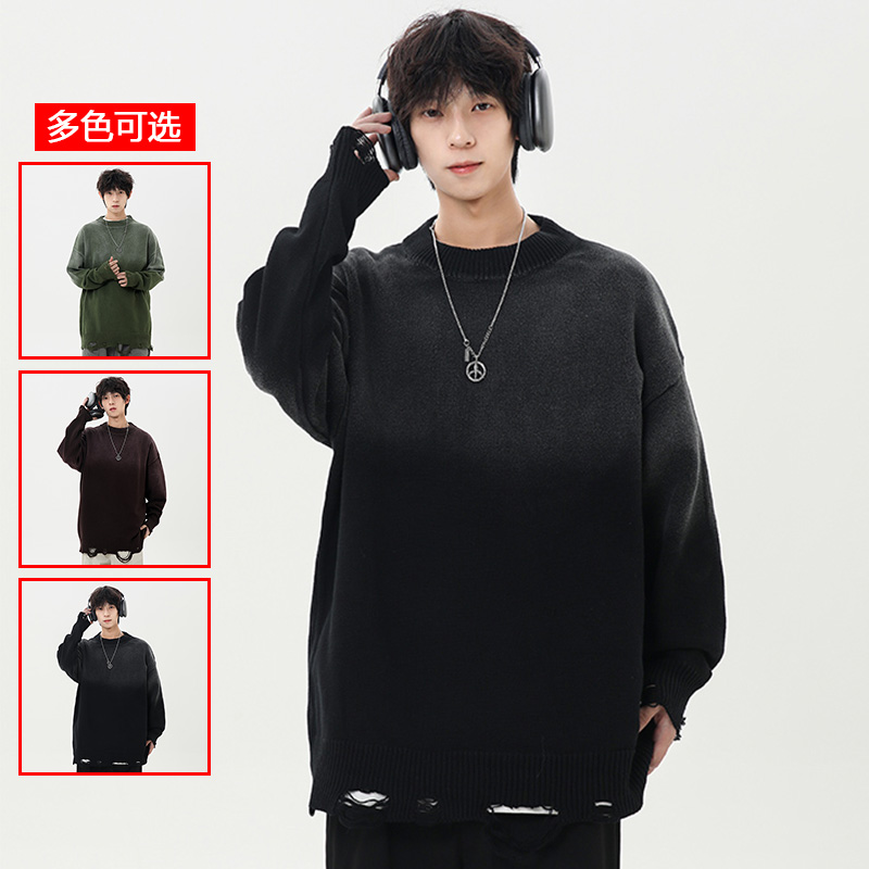 11334130.衣仕梵秋冬新款男款潮流渐变宽松慵懒风保暖百搭毛衣【衣仕梵男装1】
