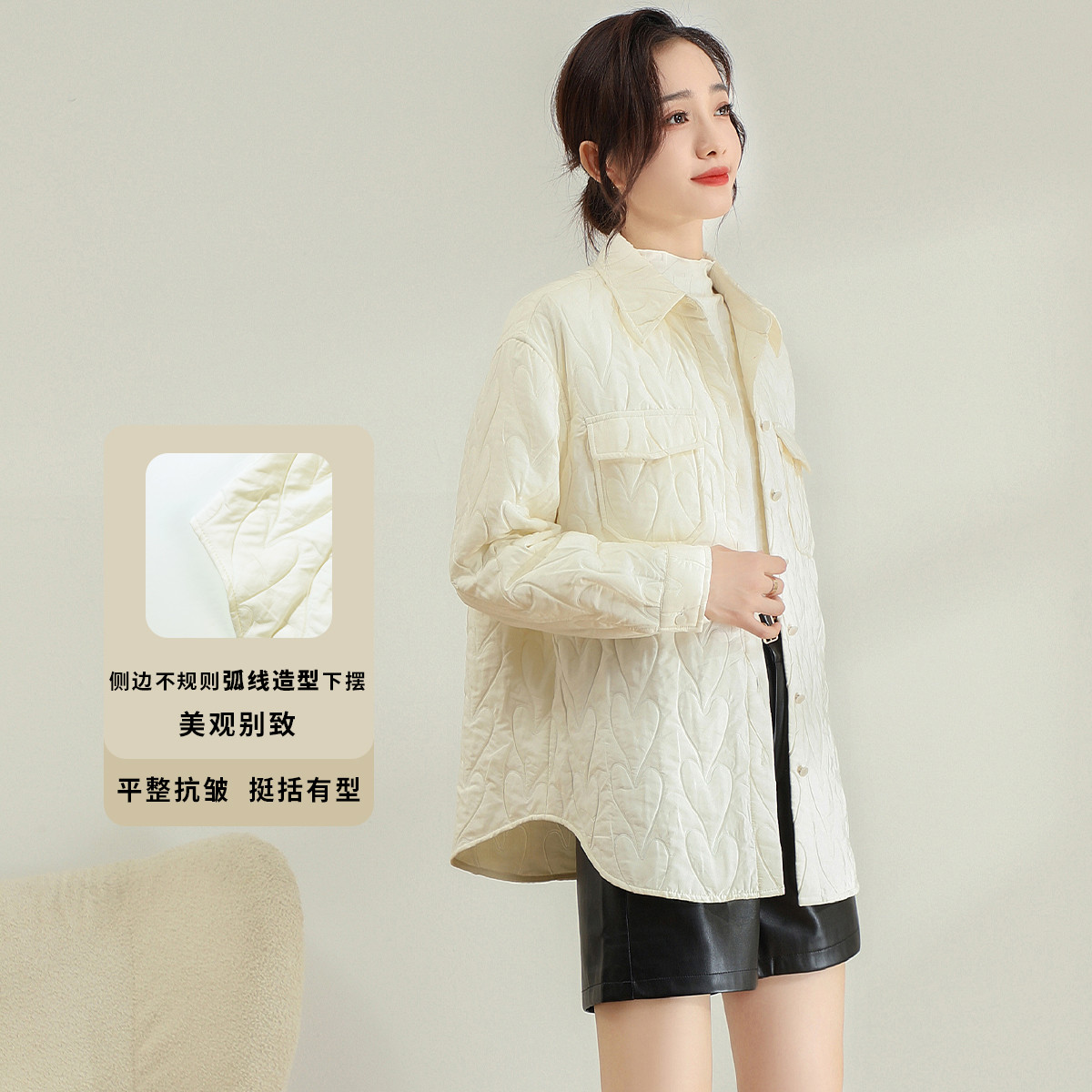 11342804.【清仓售罄不补】【衬衫】冬季翻领纯色加厚保暖宽松百搭一手长上衣