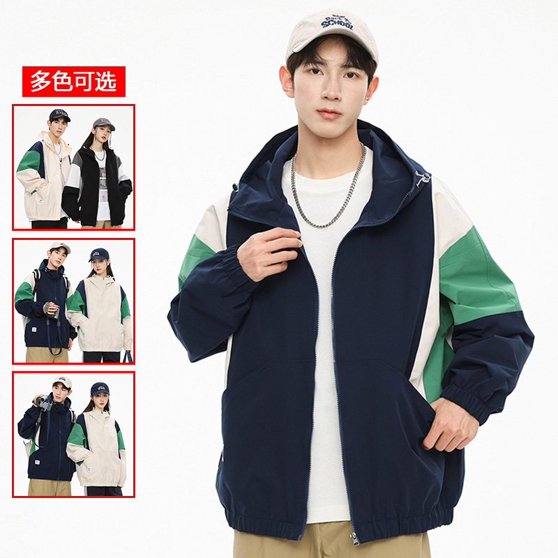 11333888.衣仕梵秋冬上新男款连帽潮流拼接宽松情侣款夹克【衣仕梵男装1】