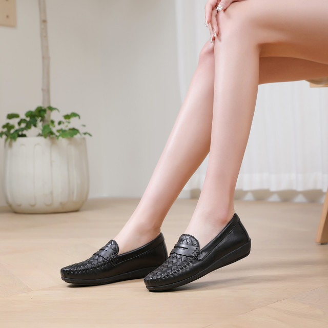 11360329.质感气质小皮鞋女单鞋一脚蹬通勤鞋妈妈鞋女鞋