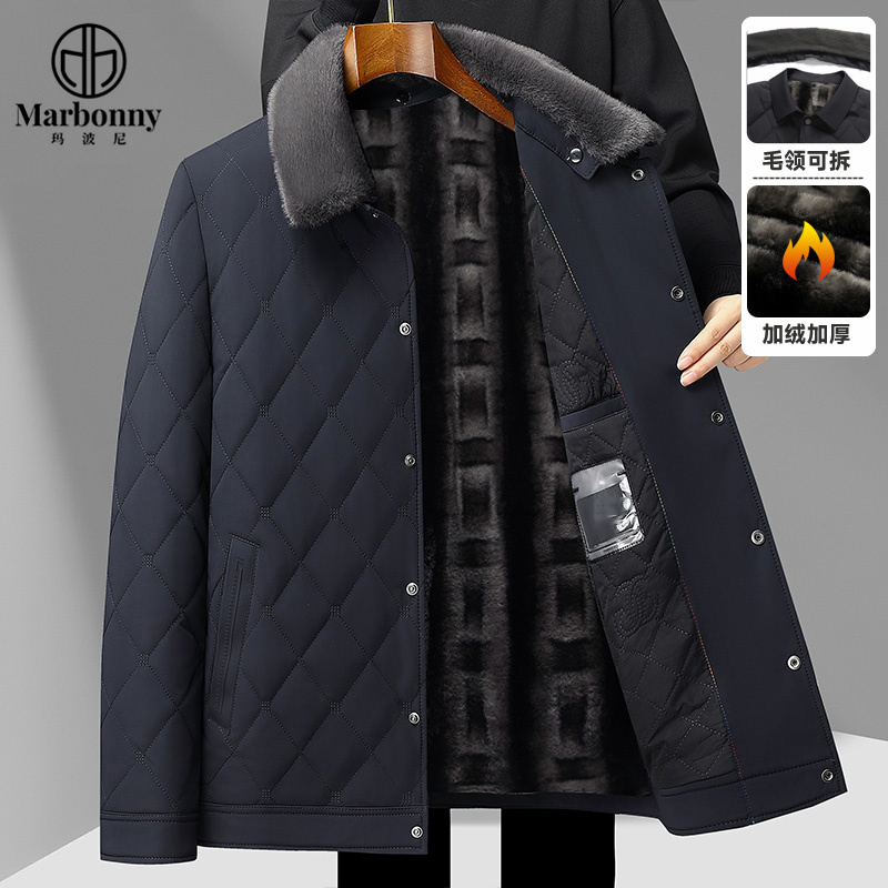 11364532.玛波尼爸爸棉衣冬季翻领外套男中老年加绒休闲棉服