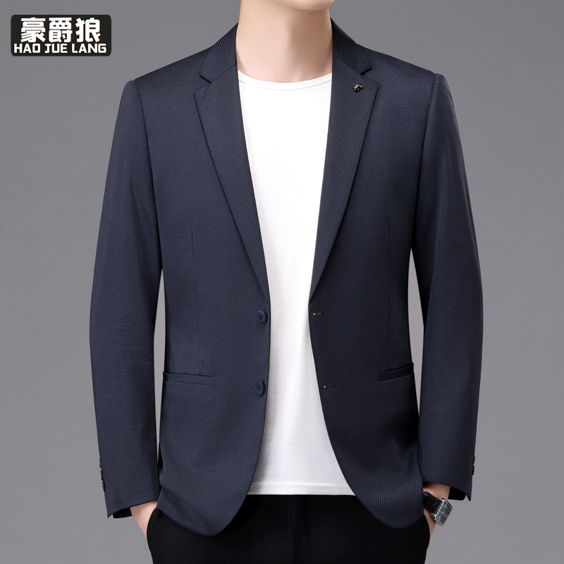 11376436.西装外套男士修身小西服中青年韩版西服休闲西装男中年春秋爸爸装