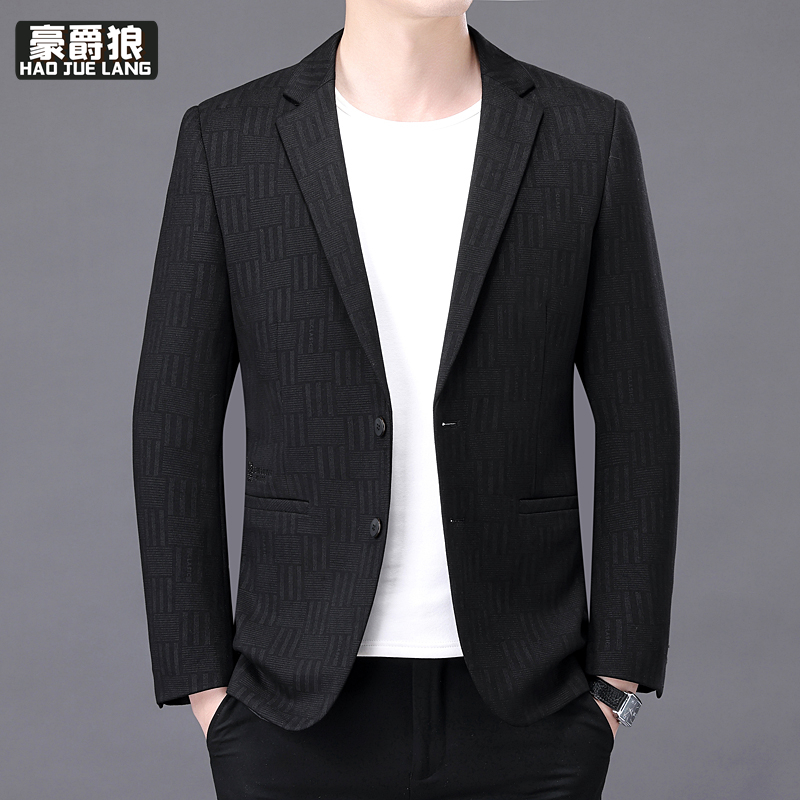 11376394.中年男士休闲西装男外套爸爸装中老年西服男单西上衣春秋新款男装