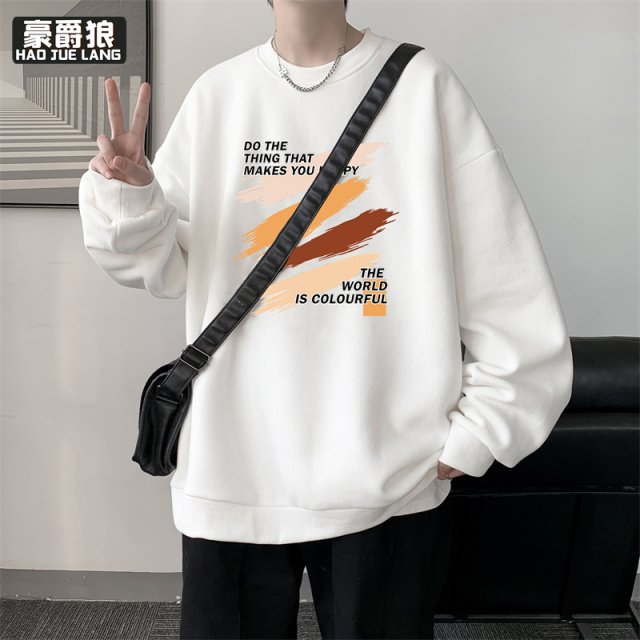 11375912.秋季卫衣男士圆领新款长袖t恤衫潮流帅气春秋学生宽松休闲上衣服