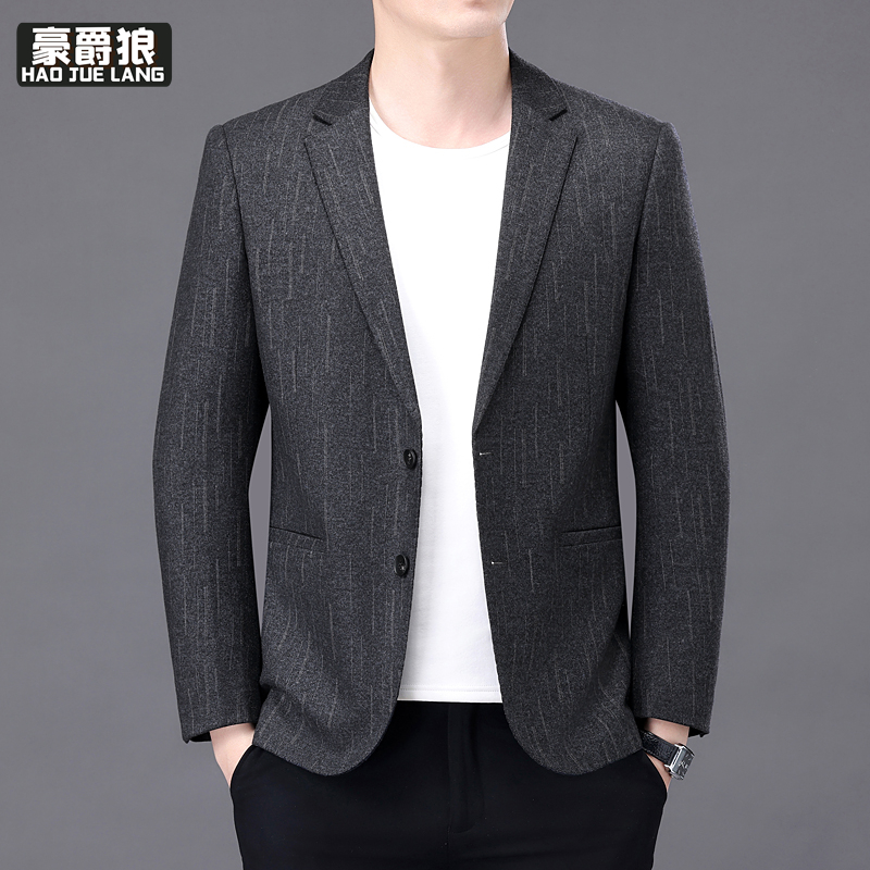 11376435.春秋季新款男士休闲西装中年单西上衣服韩版西服男外套