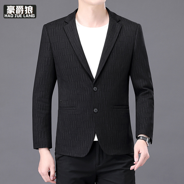 11376394.中年男士休闲西装男外套爸爸装中老年西服男单西上衣春秋新款男装