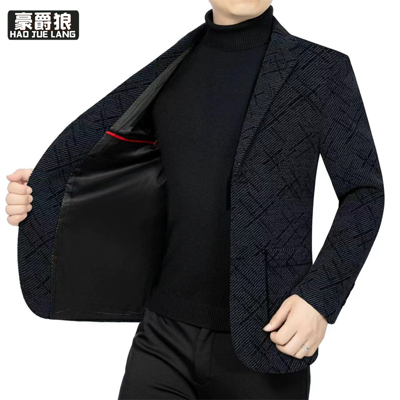 11376882.新款男士西装外套春秋休闲时尚短款西装男帅气百搭西服男