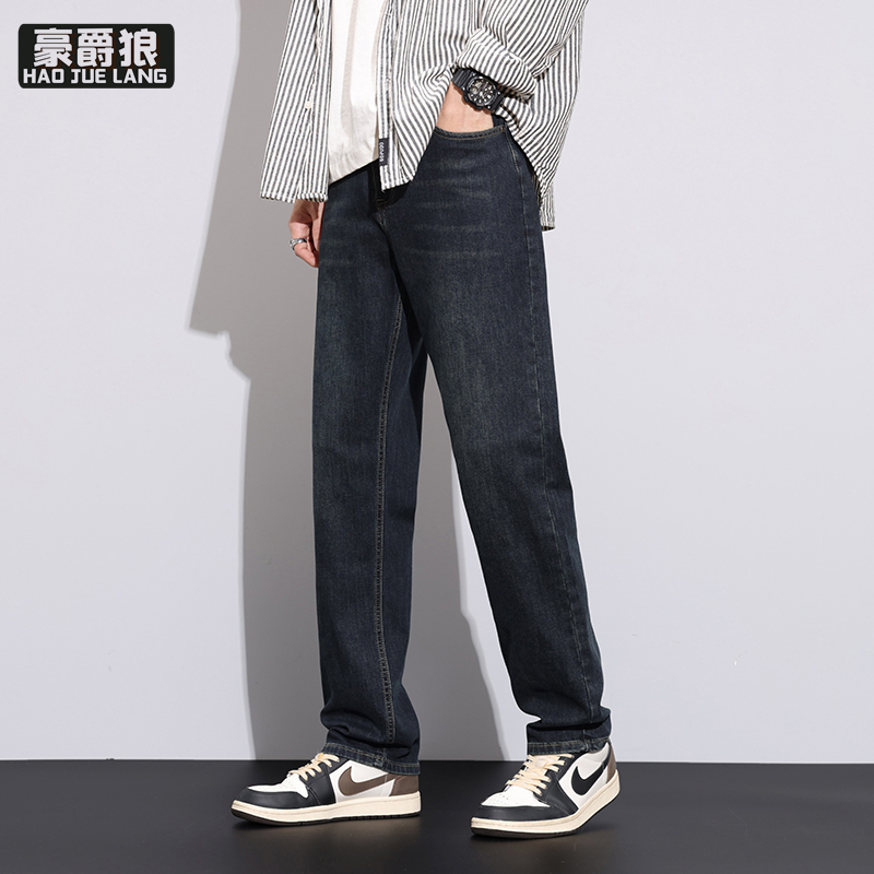 11377357.春秋牛仔裤男复古潮牌直筒阔腿裤高街美式宽松休闲长裤子男