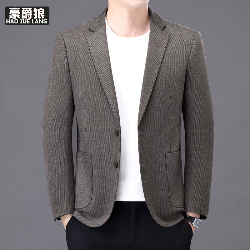 11376386.休闲西装男士外套春秋新款小西服正装高档修身中青年单西