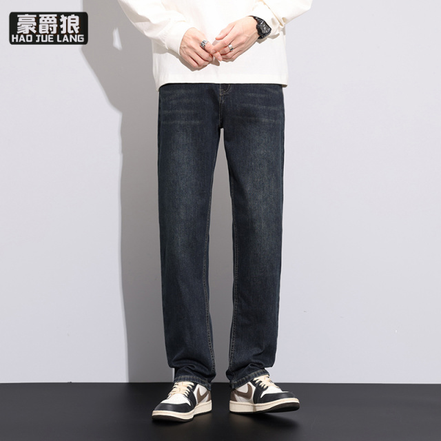 11377357.春秋牛仔裤男复古潮牌直筒阔腿裤高街美式宽松休闲长裤子男