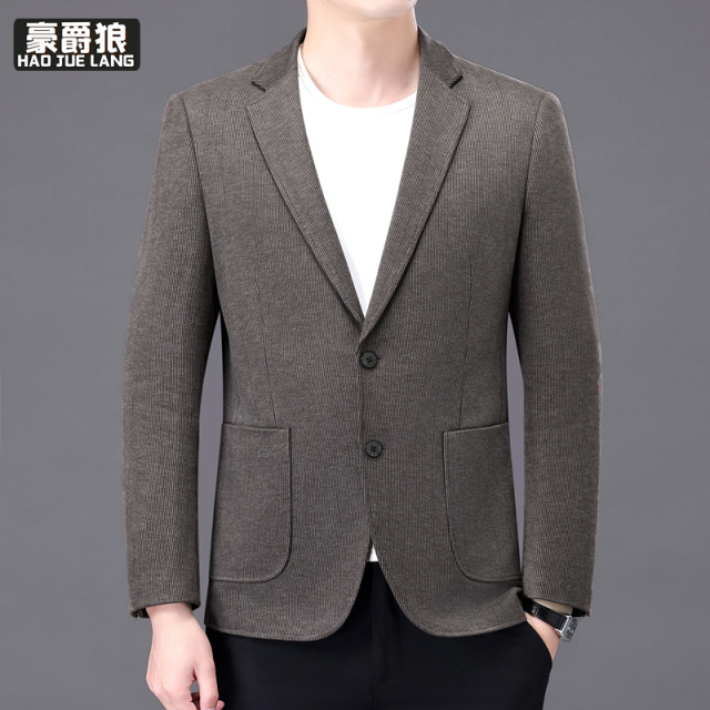11376386.休闲西装男士外套春秋新款小西服正装高档修身中青年单西