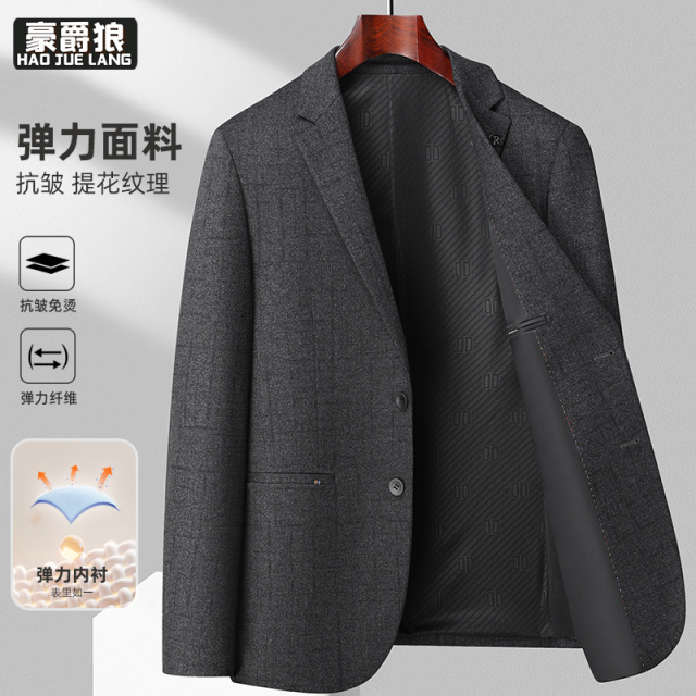 11377838.西装男单西外套秋冬新款商务正装中青年休闲西服毛呢修身便西