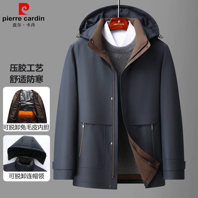 12147682.线下优选【可脱卸兔毛皮内胆】冬商务压胶防风工艺皮草尼克服男