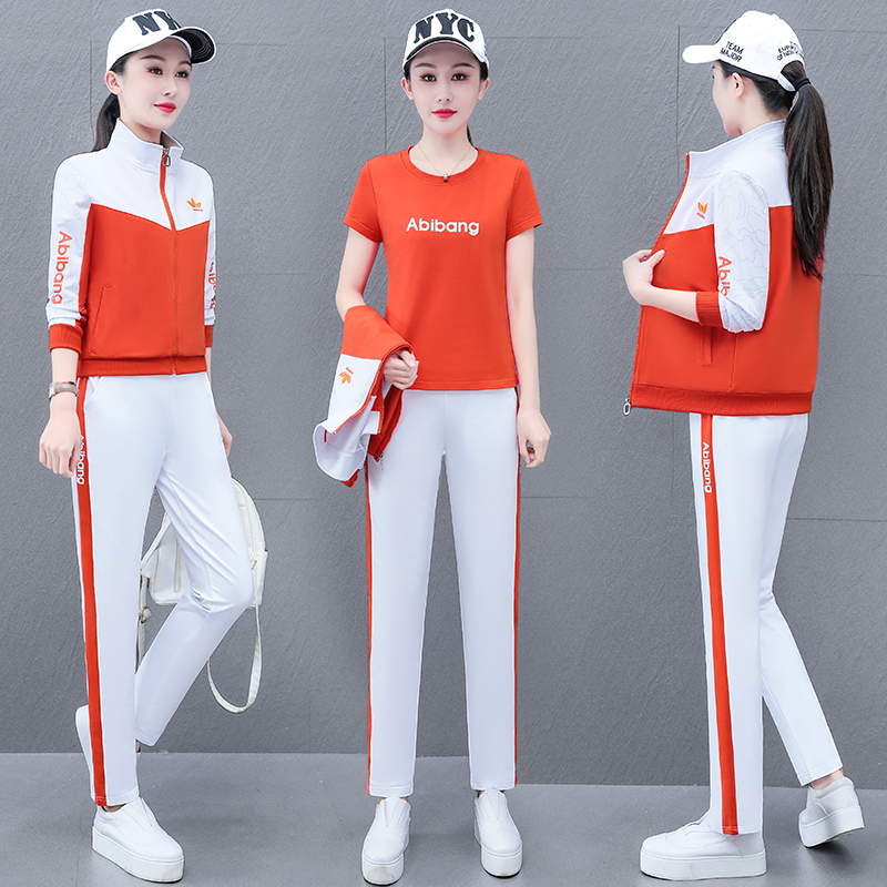 11387931.七玻威秋冬女式新款撞色白裤子时髦运动休闲日常舒适套装【七玻威女装1】