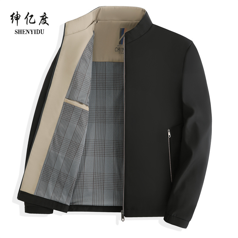 11388914.中年男士商务休闲夹克2024新款爸爸装中老年春秋装立领外套上衣