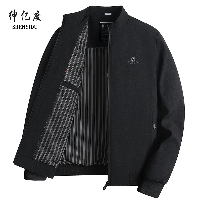 11388907.中年男士商务休闲夹克2024新款爸爸装中老年春秋装立领外套上衣