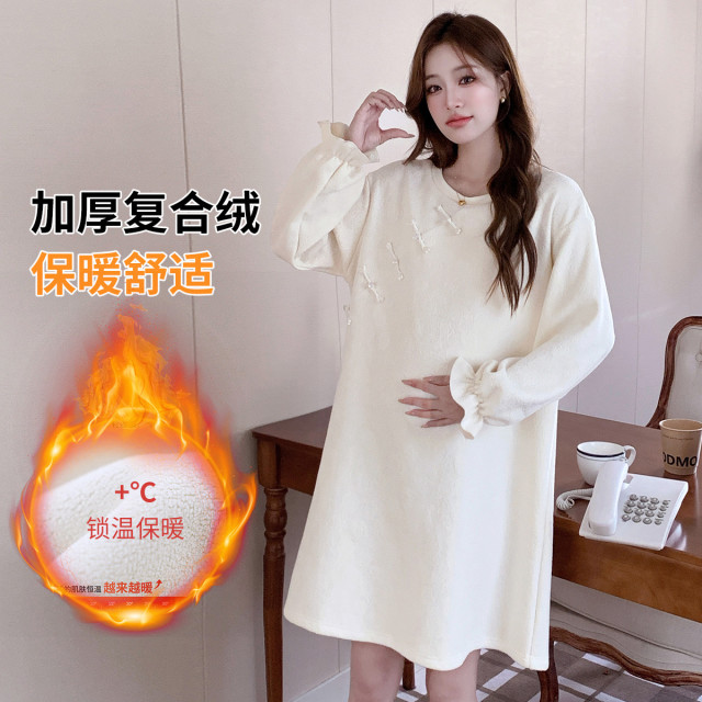 11391145.兔妈中式连衣裙秋冬季新款孕妇装时尚大码孕妇裙外穿加绒气质女连衣裙