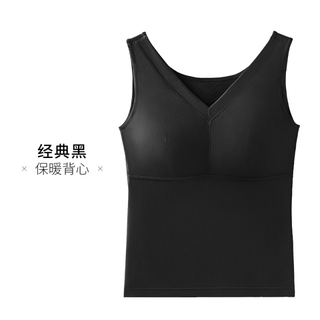 12611198.秋冬加绒加厚德绒保暖内衣带胸垫