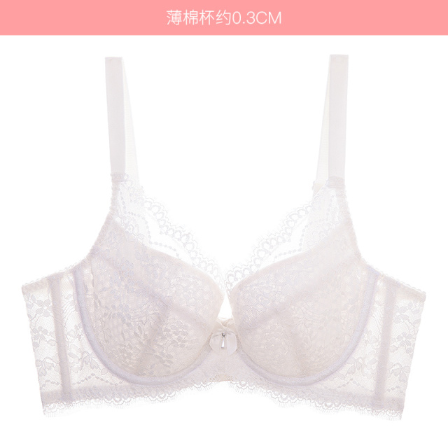 11397372.爱黛蕾丝性感内衣洞洞棉薄款文胸收副乳内衣调整型美背文胸胸罩