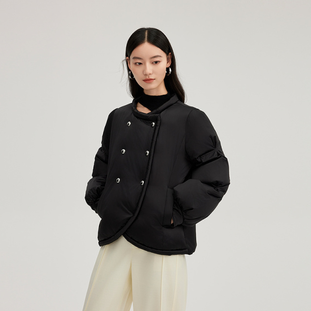 11394094.艾莱依羽绒服面包服宽松短款减龄时尚设计感百搭鸭绒保暖