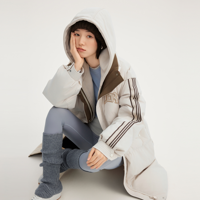 11394087.艾莱依羽绒是美式假两件加长款大衣休闲