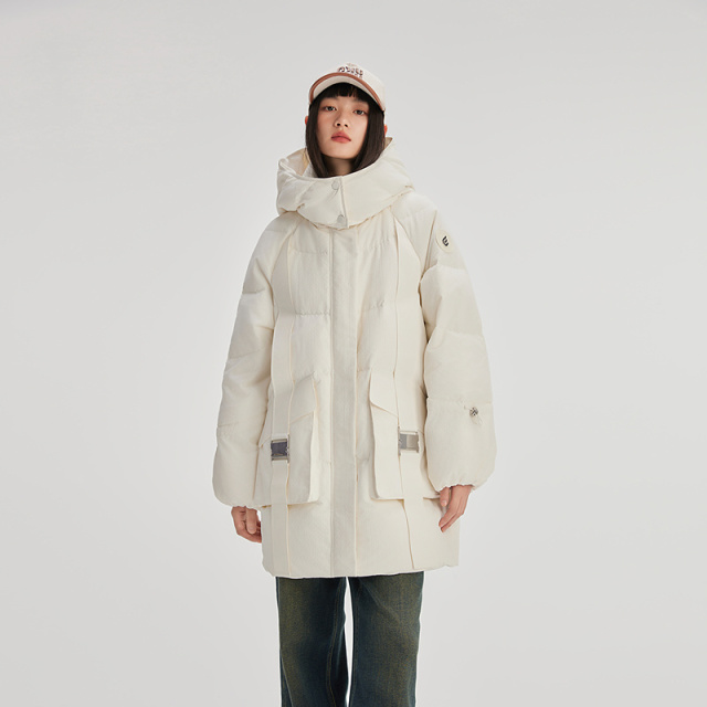 11394106.艾莱依羽绒服品质时尚造型脱卸帽甜美加厚加长保暖大衣