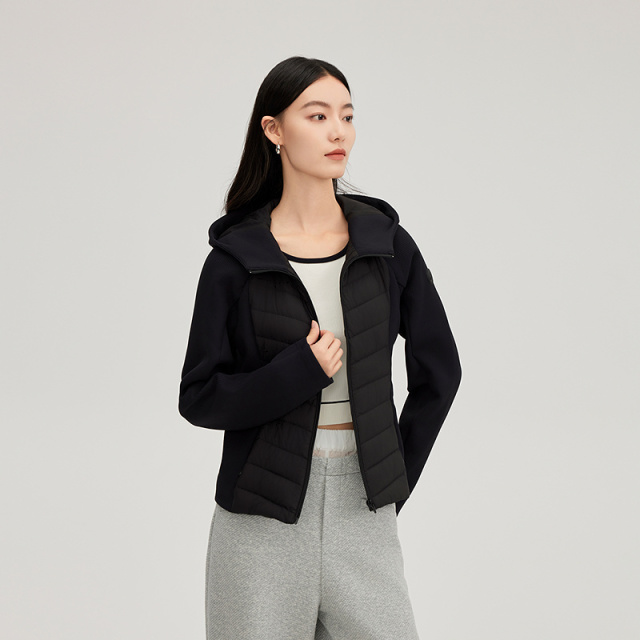 11394104.艾莱依轻薄羽绒服修身显瘦拼接连帽内搭