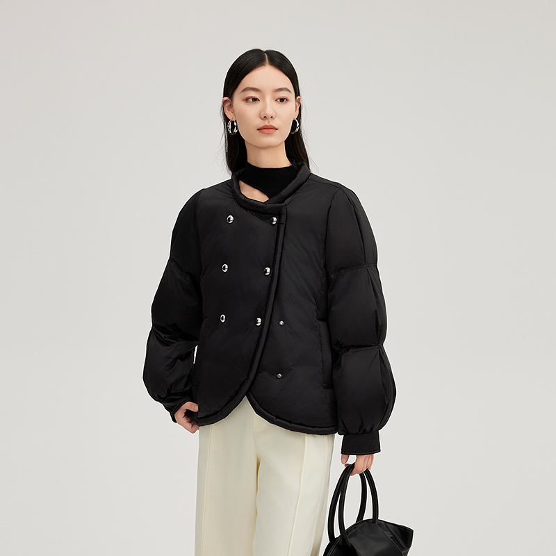 11394094.艾莱依羽绒服面包服宽松短款减龄时尚设计感百搭鸭绒保暖