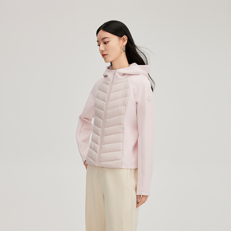 11394104.艾莱依轻薄羽绒服修身显瘦拼接连帽内搭