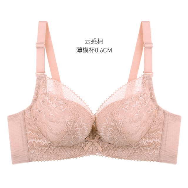 11397374.蕾丝云感棉记忆钢圈女士文胸薄款内衣小胸聚拢内衣美背文胸