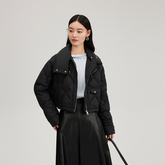 11394085.艾莱依刺绣羽绒服机车风短款夹克保暖时尚