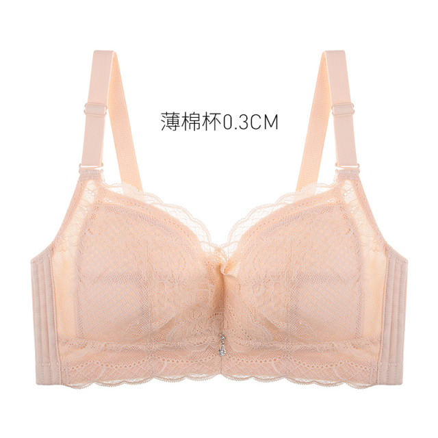 11400200.爱黛蕾丝性感全罩杯大胸显小薄款内衣女无钢圈聚拢文胸