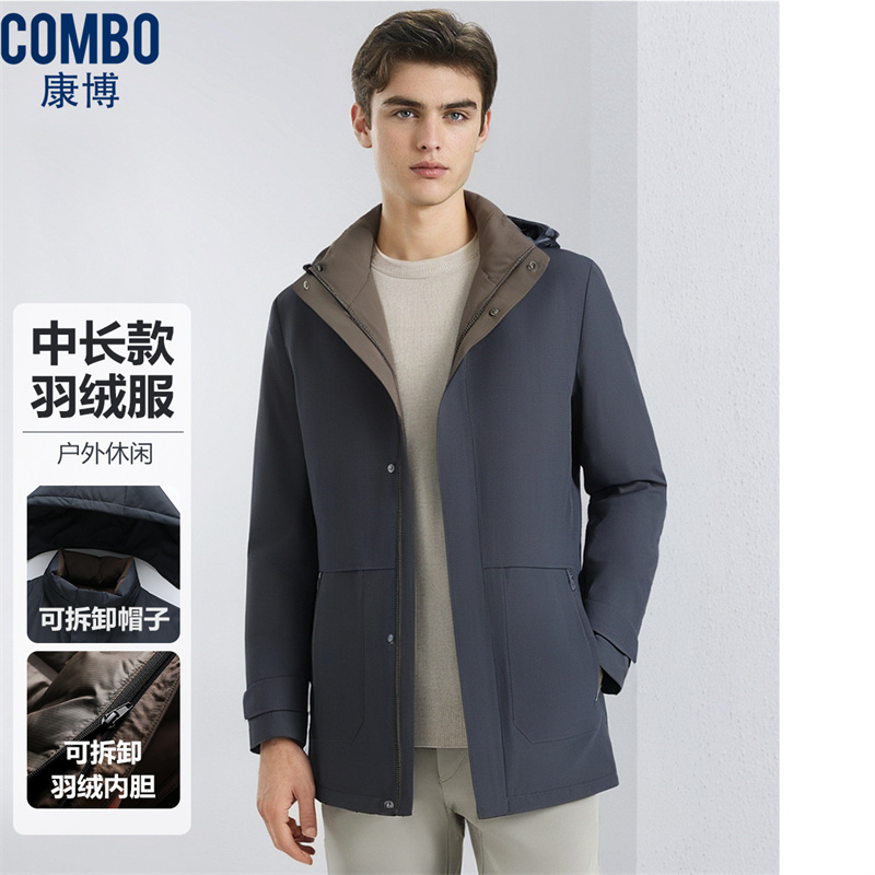 12148516.品质甄选【可脱卸羽绒内胆】冬轻户外立领脱卸帽羽绒服男