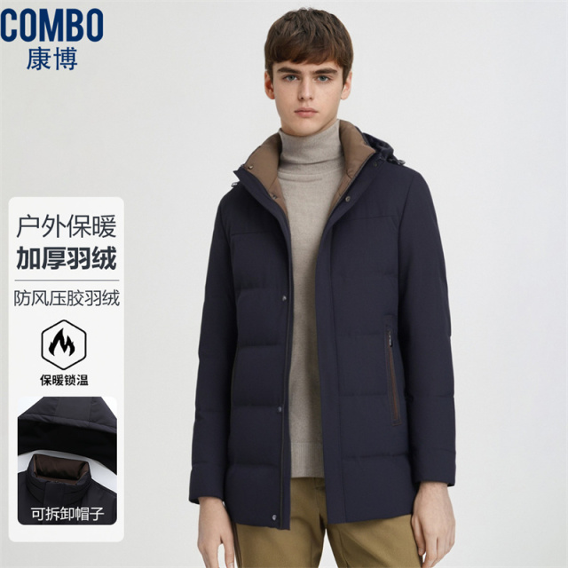 12148512.甄选【可脱卸帽&防风压胶】冬户外保暖舒适一手长外套羽绒服男