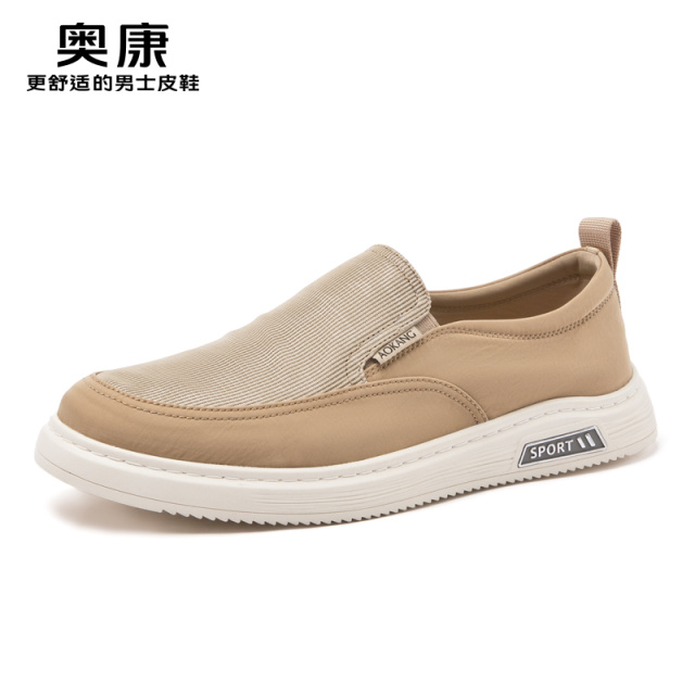 11414757.奥康男鞋2025年春季新款时尚舒适男士休闲鞋一脚蹬防滑耐磨单鞋男