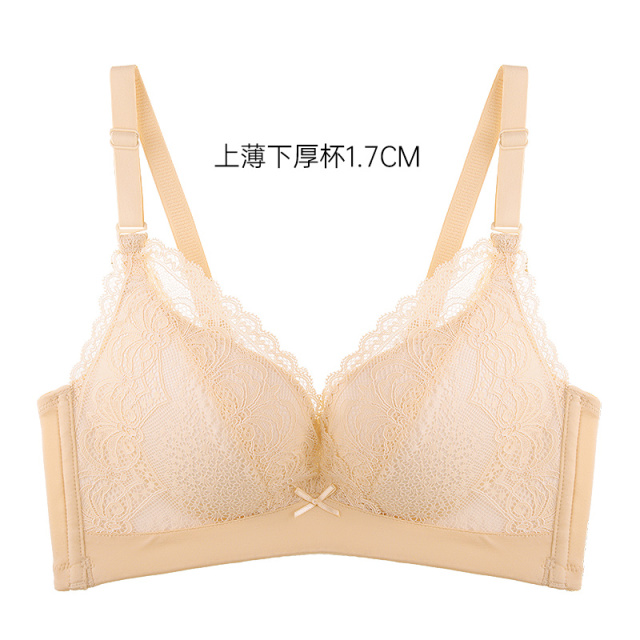 11405432.爱黛性感蕾丝中厚杯上托聚拢收副乳内衣小胸无钢圈聚拢美背文胸